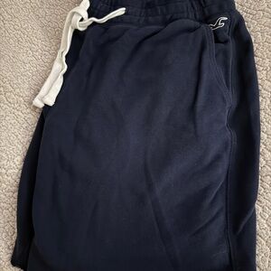 Hollister Dark Blue Joggers with White Tie Size L